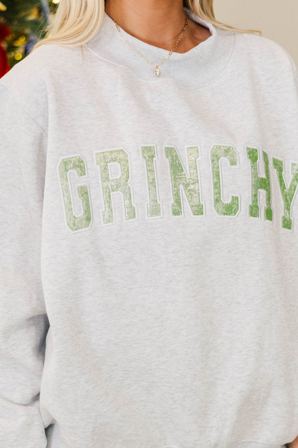 Best Present Heather Gray Grinchy Sweatshirt