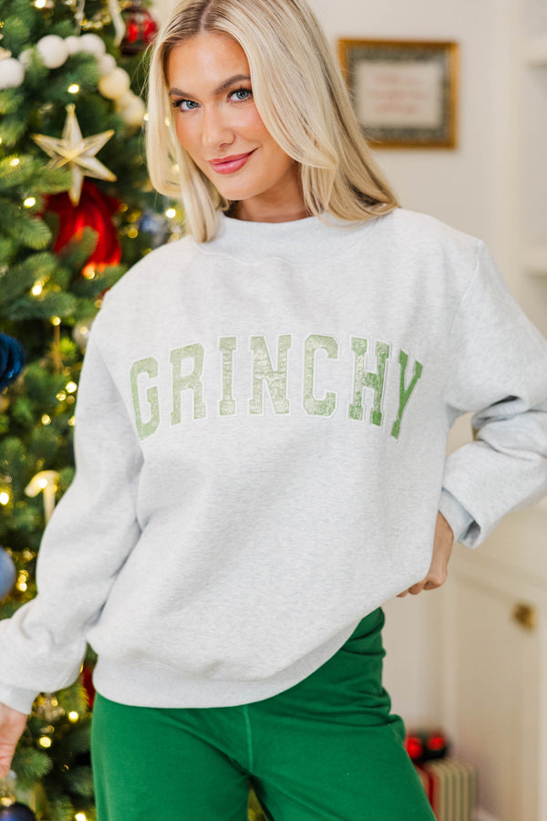 Best Present Heather Gray Grinchy Sweatshirt