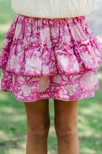 Girls: The Kayce Fuchsia Chintz Skort