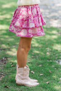 Girls: The Kayce Fuchsia Chintz Skort