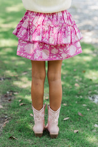 Girls: The Kayce Fuchsia Chintz Skort