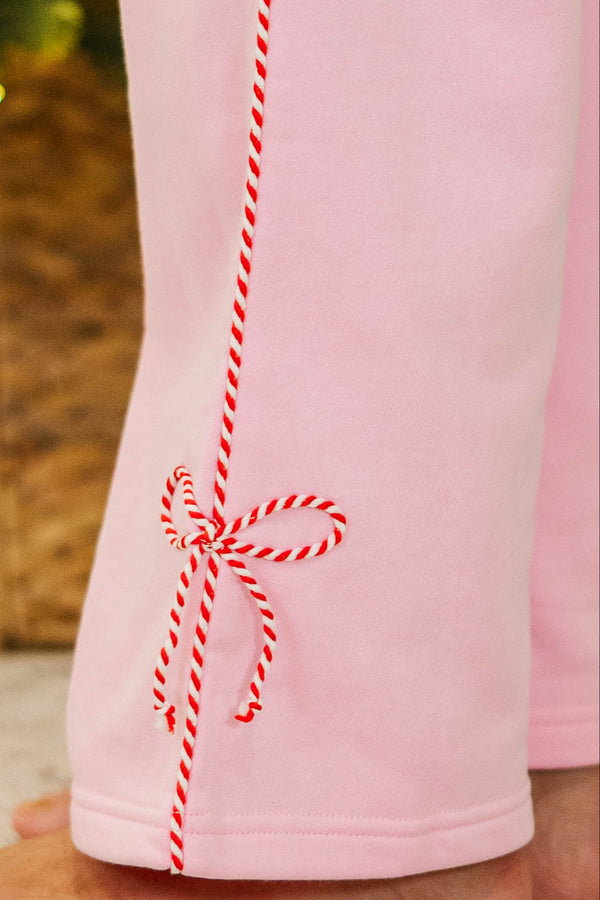Girls: Cool Down Pink Bow Sweatpants