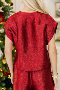 Celebrate Beautifully Burgundy Textured Blouse