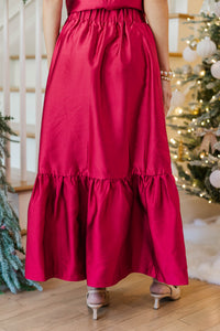 A Luxe Moment Red Midi Skirt