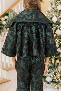 Main Event Emerald Brocade Cropped Coat