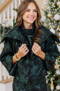 Main Event Emerald Brocade Cropped Coat