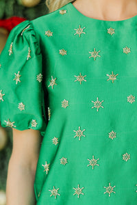 Christmas Elegance Emerald Embellished Blouse