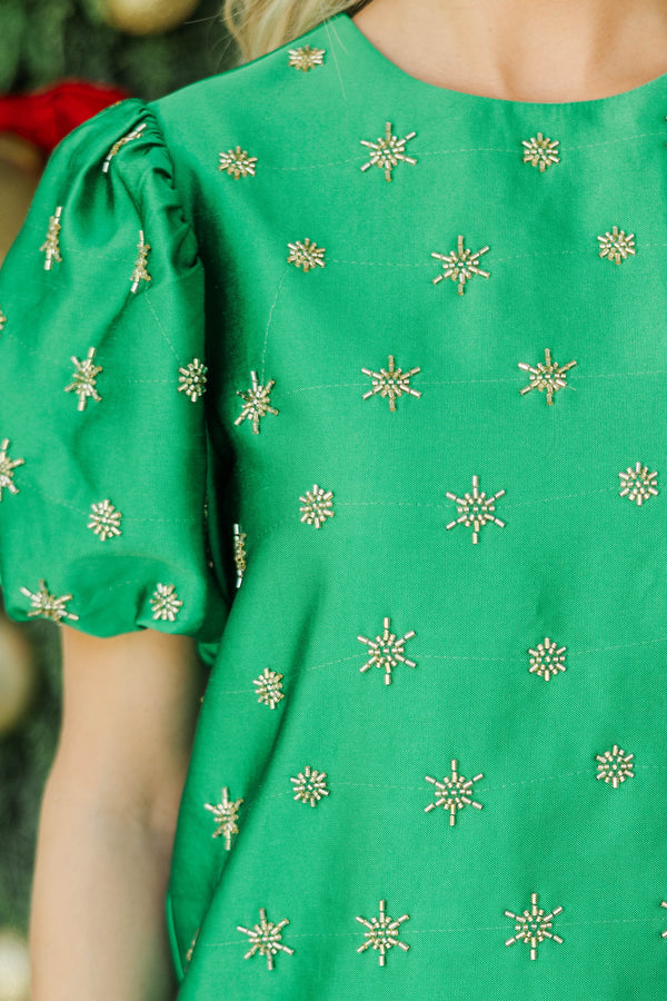 Christmas Elegance Emerald Embellished Blouse