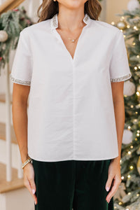 Divine Details White Embellished Blouse