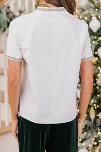 Divine Details White Embellished Blouse