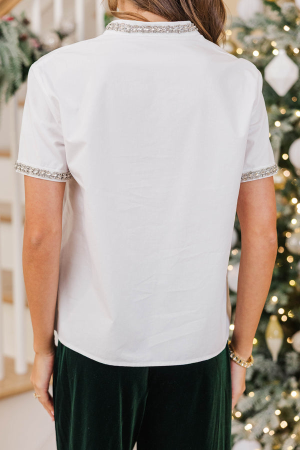 Divine Details White Embellished Blouse