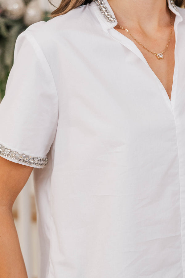 Divine Details White Embellished Blouse