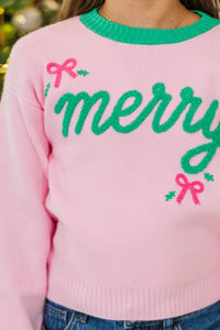 Girls: Merry Little Moment Pink Sweater