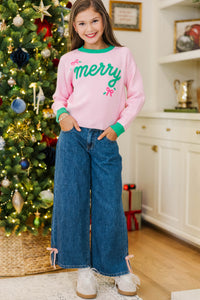 Girls: Merry Little Moment Pink Sweater