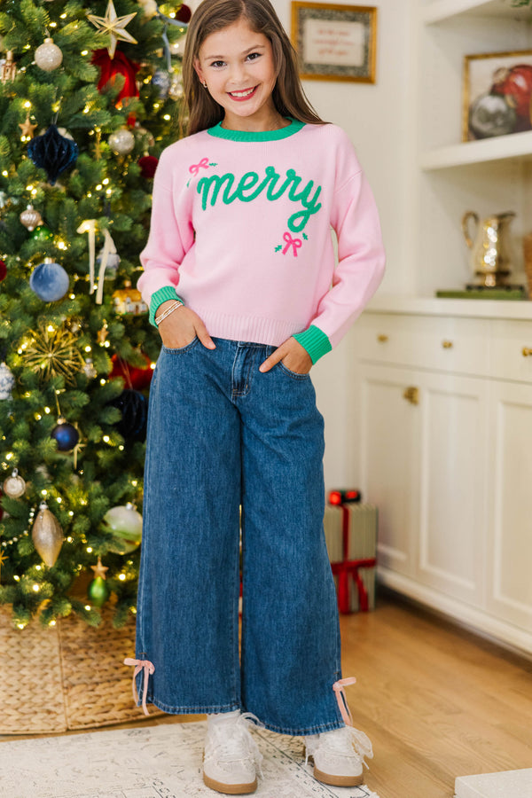 Girls: Merry Little Moment Pink Sweater
