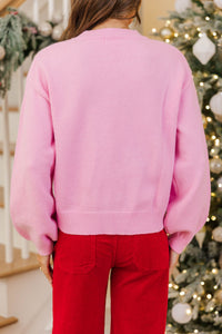 Twist Of Charm Pink & Red Bow Sweater