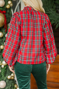 Present Perfect Red Tartan Plaid Blouse