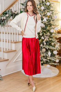 Refined Taste Cream Embellished Sweater Top
