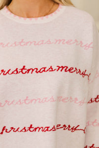 Wrapped With Love Blush Merry Christmas Sweater