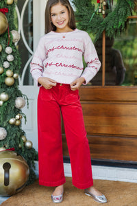 Girls: Big Dreams Red Corduroy Wide Leg Jeans