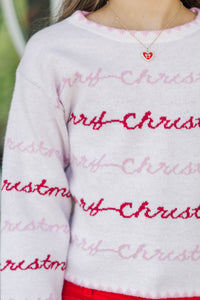 Girls: Wrapped With Love Blush Merry Christmas Sweater