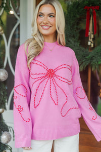 Holiday Wrapped Pink Bow Sweater