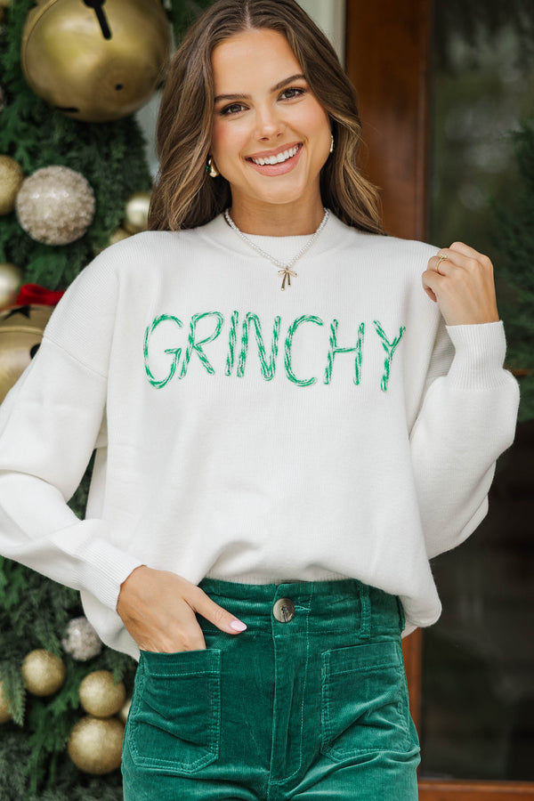 Christmas Morning Cream Grinchy Sweater
