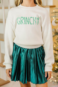Girls: Christmas Morning Cream Grinchy Sweater