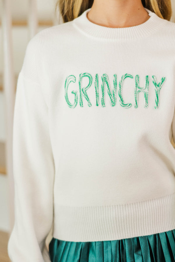 Girls: Christmas Morning Cream Grinchy Sweater