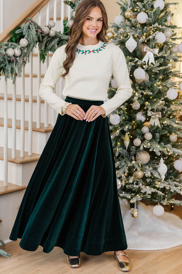 December Details Holly Embroidered Sweater