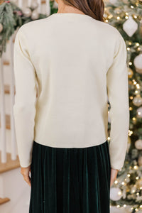 December Details Holly Embroidered Sweater
