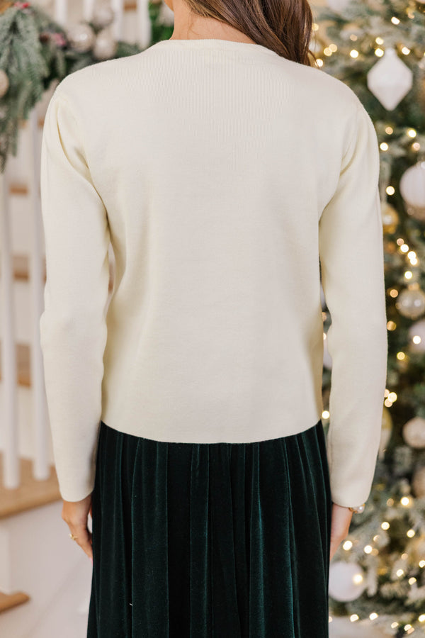 December Details Holly Embroidered Sweater