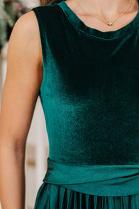 Formal Invitation Emerald Velvet Midi Dress