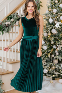Formal Invitation Emerald Velvet Midi Dress