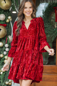 In Your Happy Place Plaid Velvet Dress