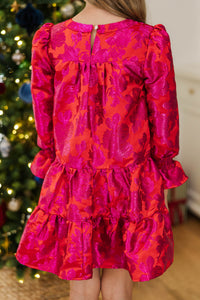 Girls: In Your Happy Place Fuchsia Brocade Dress