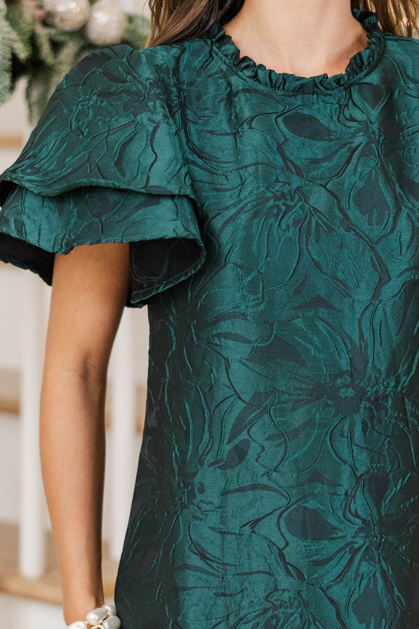 Always An Occasion Emerald Brocade Midi Dress
