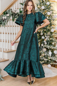 Always An Occasion Emerald Brocade Midi Dress