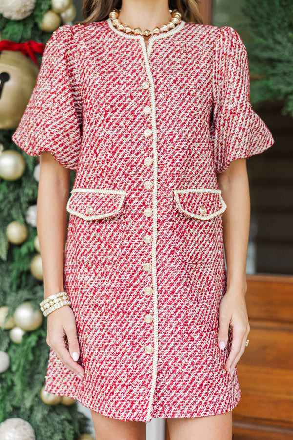 Dressed Well Red Tweed Dress