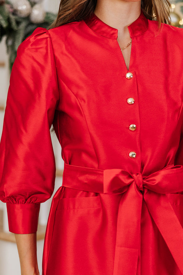 Signature Elegance Red Taffeta Dress