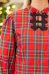 Festive Invitation Red Tartan Plaid Blouse
