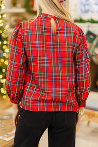 Festive Invitation Red Tartan Plaid Blouse