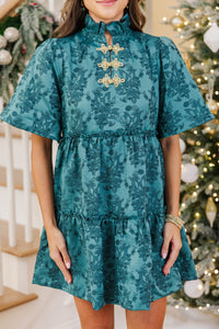 Holiday Best Emerald Brocade Dress
