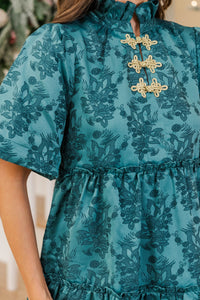 Holiday Best Emerald Brocade Dress