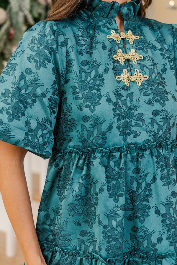 Holiday Best Emerald Brocade Dress