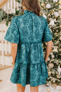 Holiday Best Emerald Brocade Dress