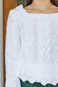 Girls: Everyday Knit White Peplum Sweater