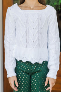 Girls: Everyday Knit White Peplum Sweater