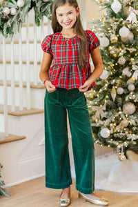 Girls: Within Reach Red Plaid Babydoll Top