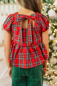 Girls: Within Reach Red Plaid Babydoll Top